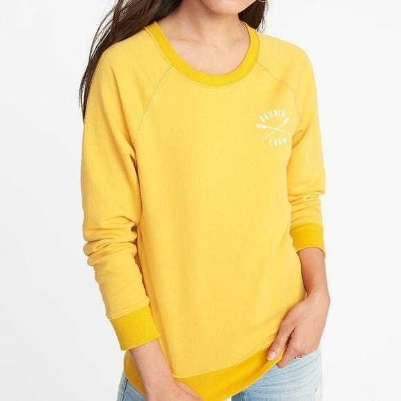 Old Navy 'Brunch Crew' Yellow Sweatshirt - Picture 1 of 7